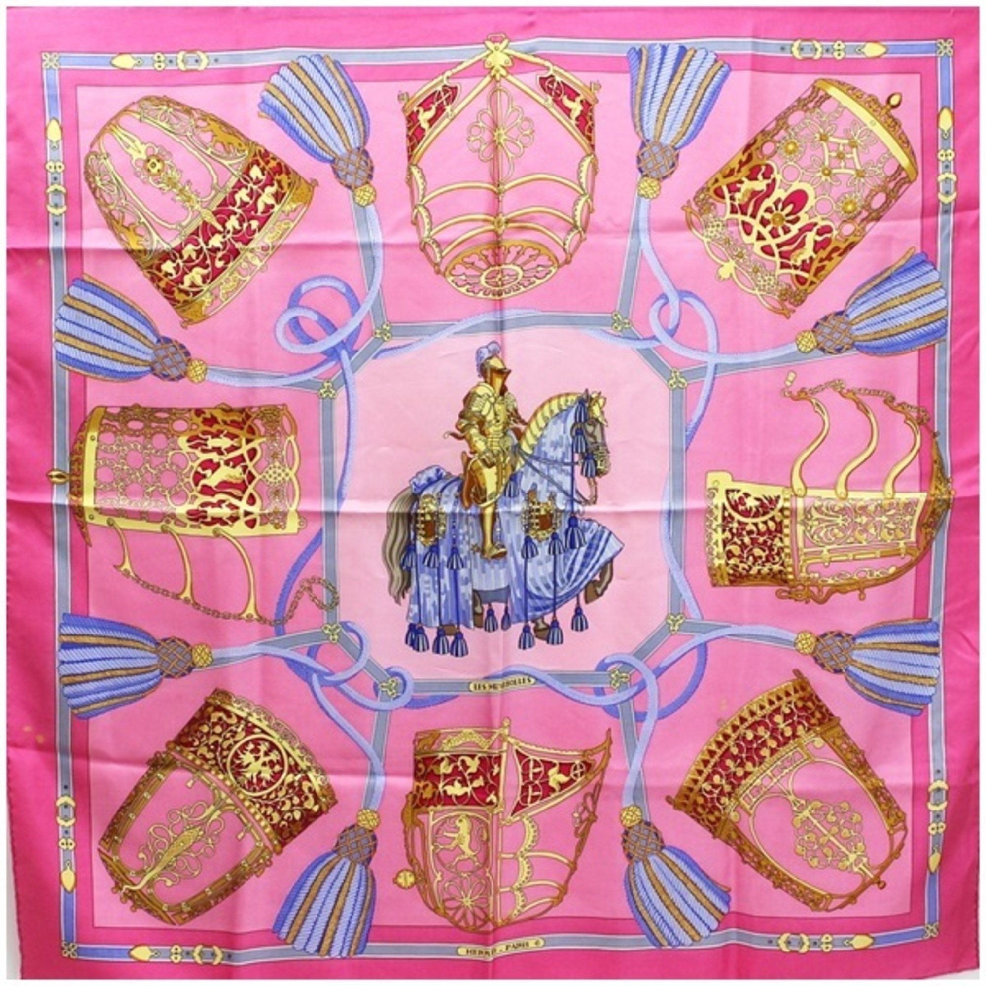 Hermes Scarf Muffler Carre 90 Les Muserolles Pink Women's